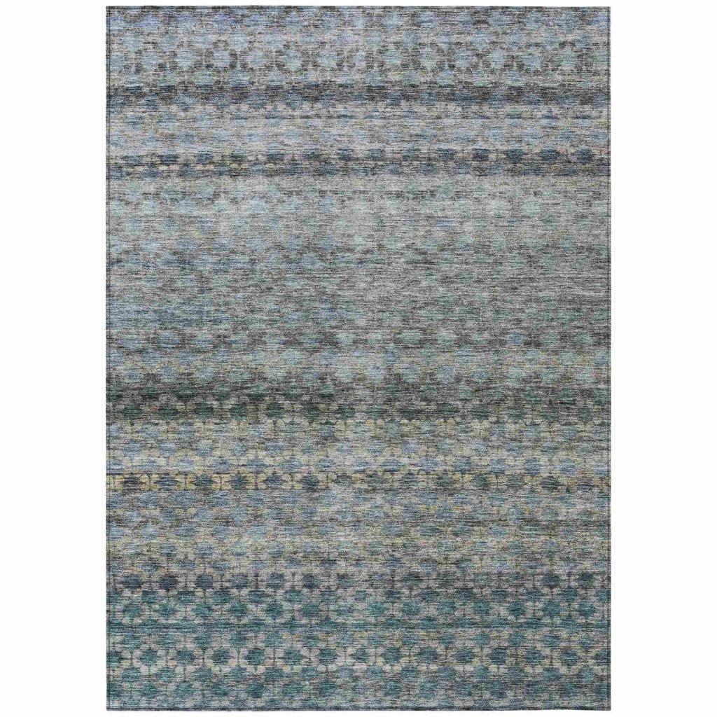 LOOMLAN Rugs Maelis Blue Washable Indoor-Outdoor Rug