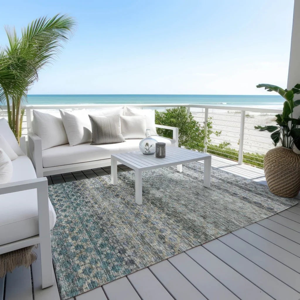 LOOMLAN Rugs Maelis Blue Washable Indoor-Outdoor Rug