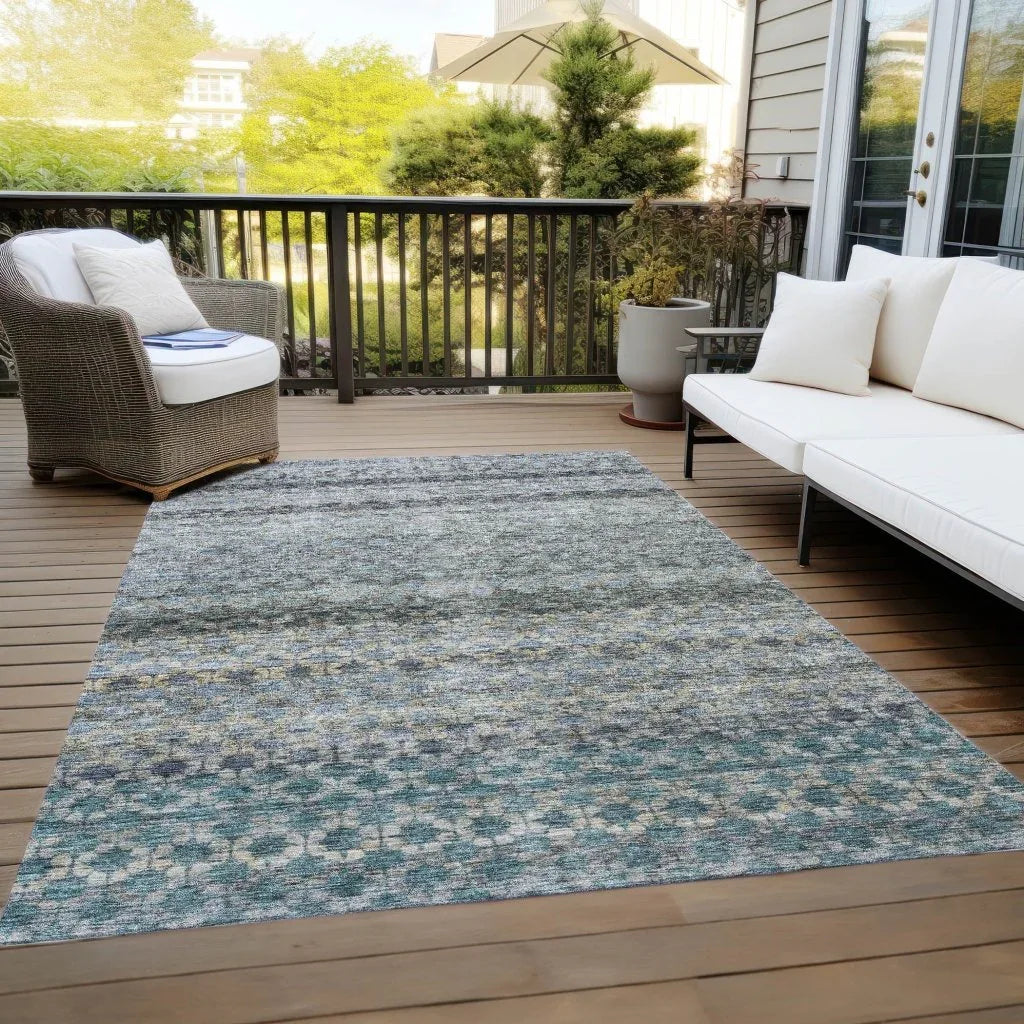 LOOMLAN Rugs Maelis Blue Washable Indoor-Outdoor Rug