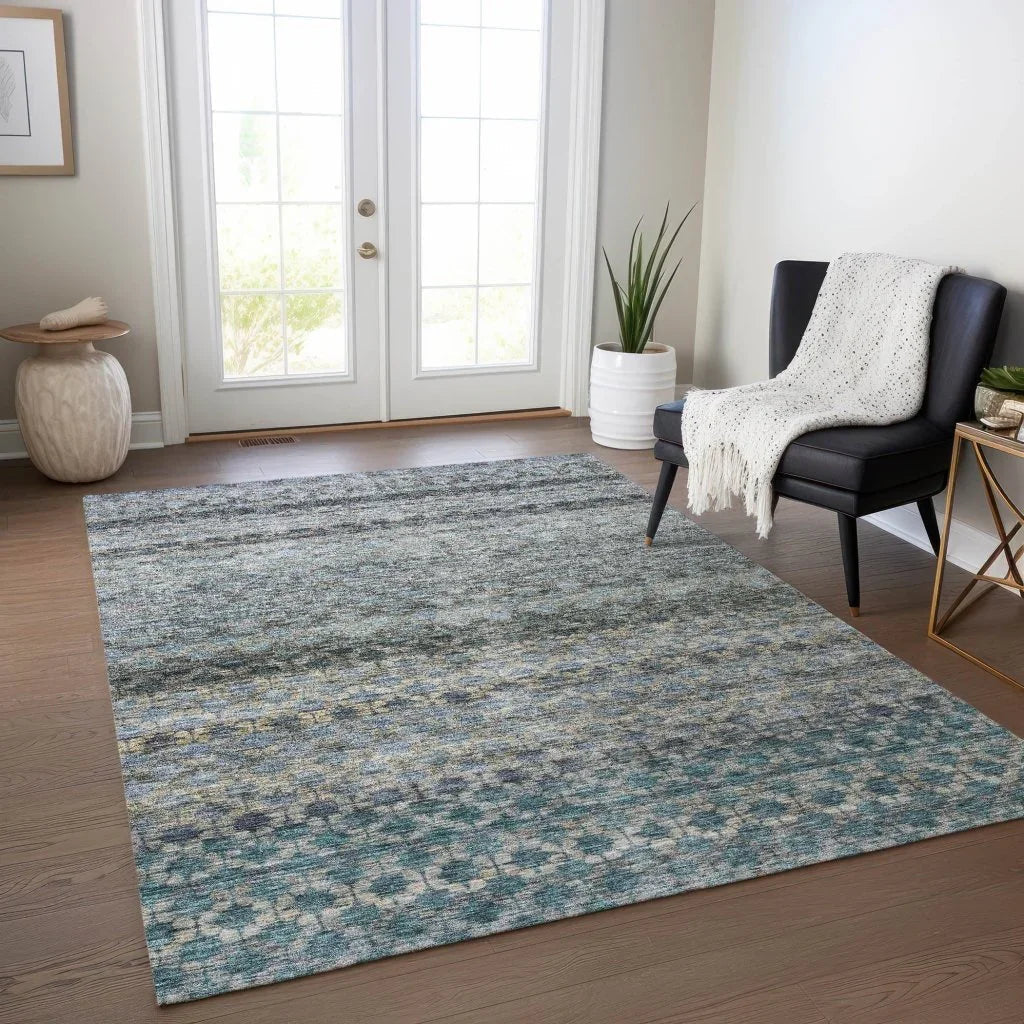 LOOMLAN Rugs Maelis Blue Washable Indoor-Outdoor Rug