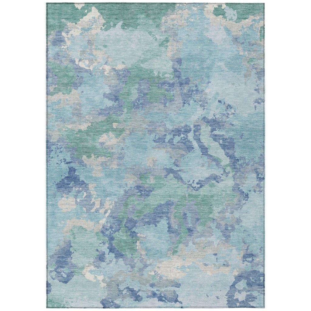 LOOMLAN Rugs Magnara Blue Washable Indoor-Outdoor Rug