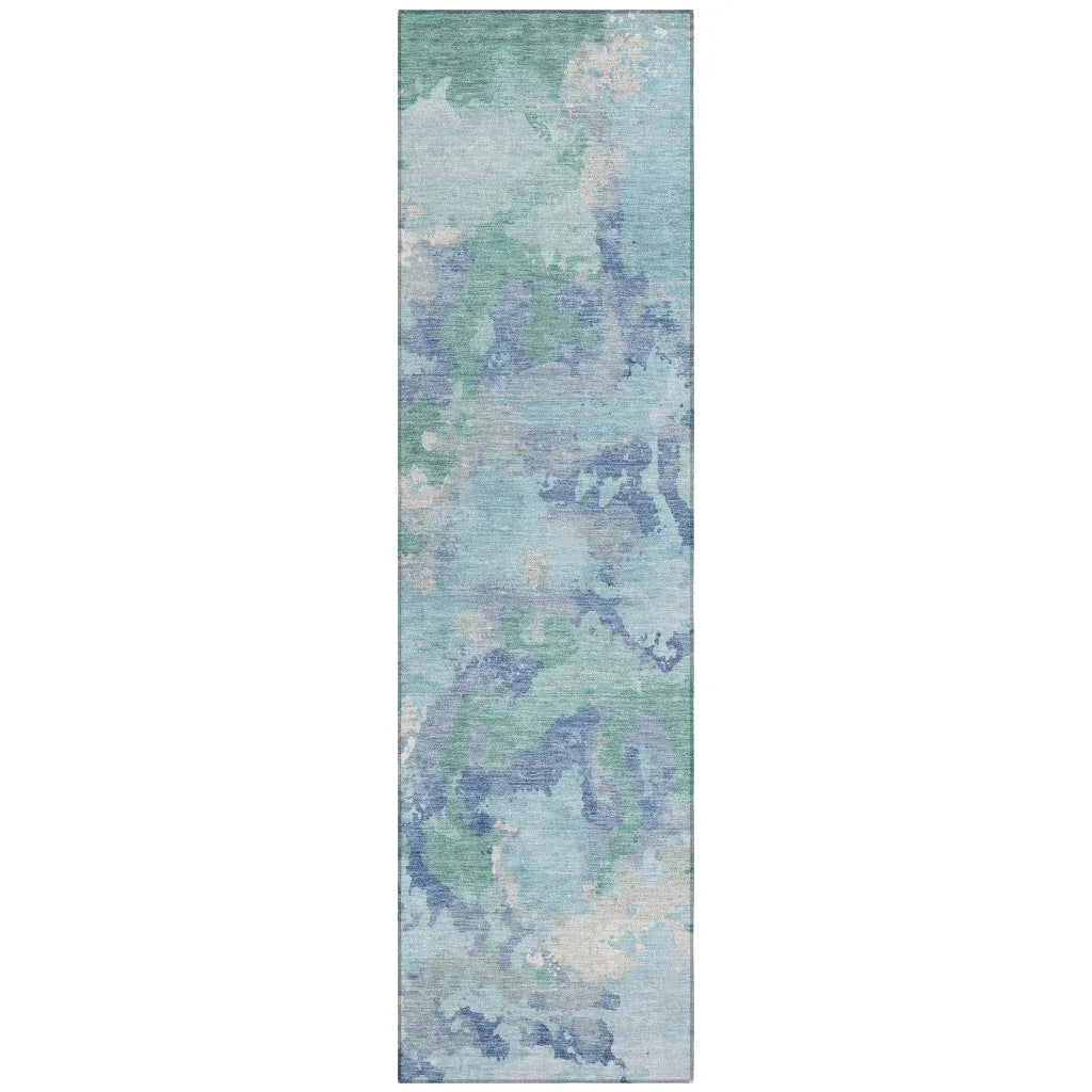LOOMLAN Rugs Magnara Blue Washable Indoor-Outdoor Rug