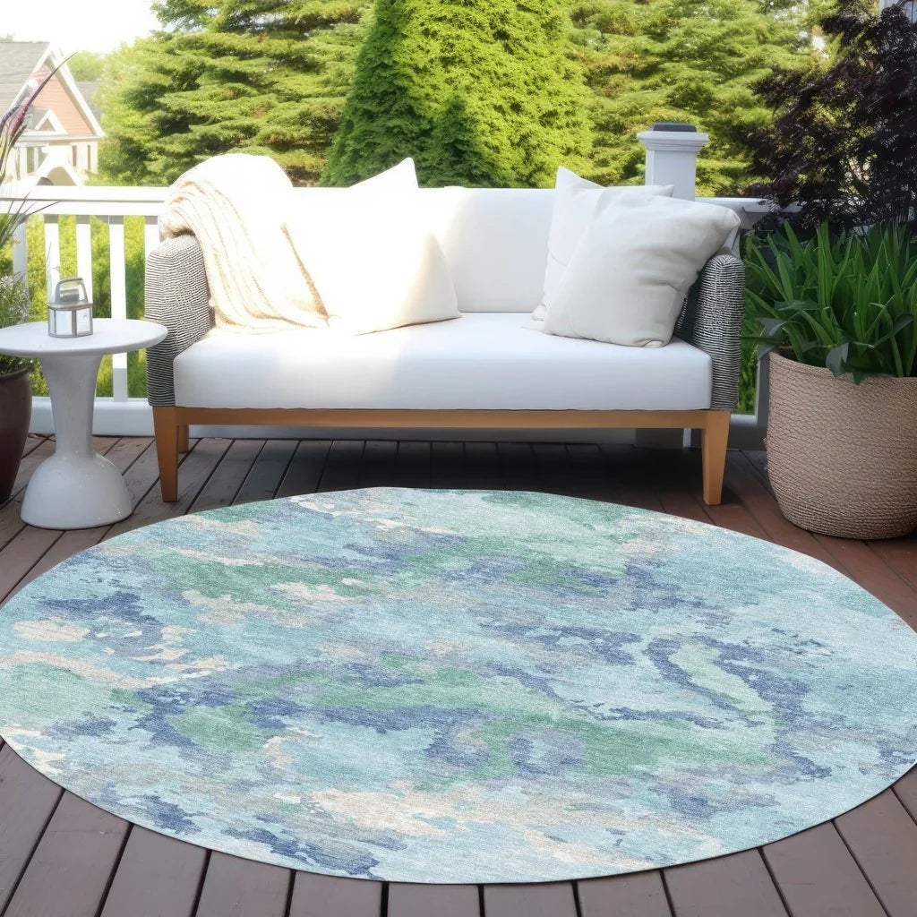LOOMLAN Rugs Magnara Blue Washable Indoor-Outdoor Rug
