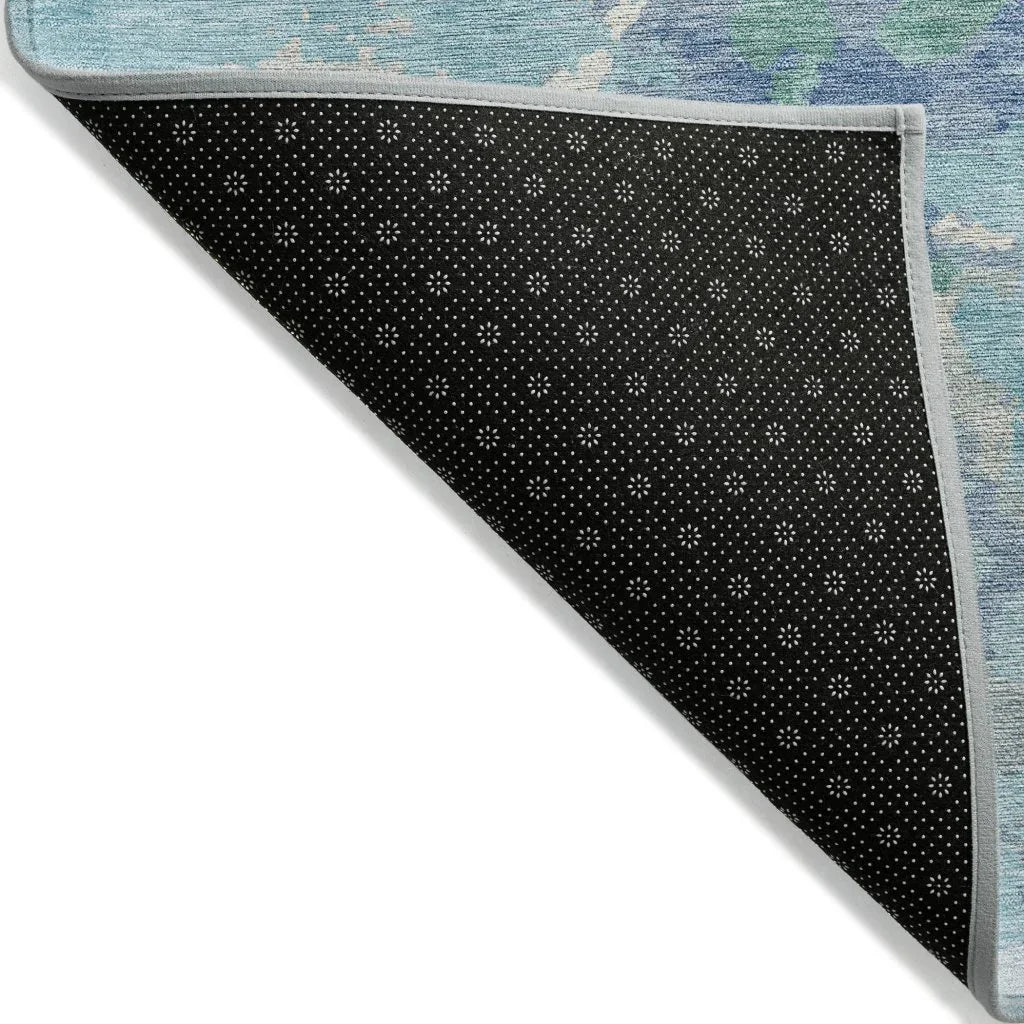 LOOMLAN Rugs Magnara Blue Washable Indoor-Outdoor Rug