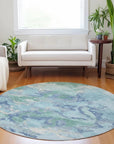 LOOMLAN Rugs Magnara Blue Washable Indoor-Outdoor Rug