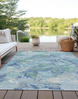 LOOMLAN Rugs Magnara Blue Washable Indoor-Outdoor Rug
