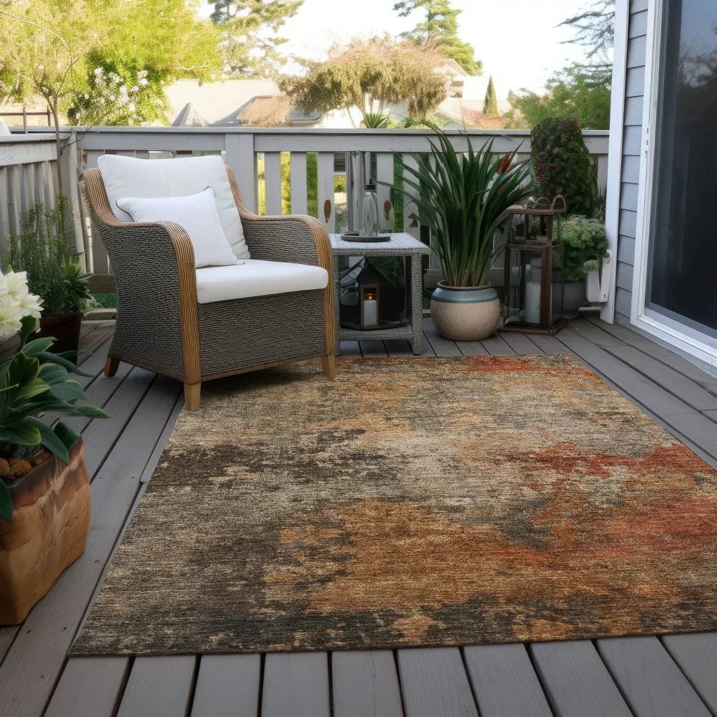 LOOMLAN Rugs Mahari Brown Washable Indoor-Outdoor Rug