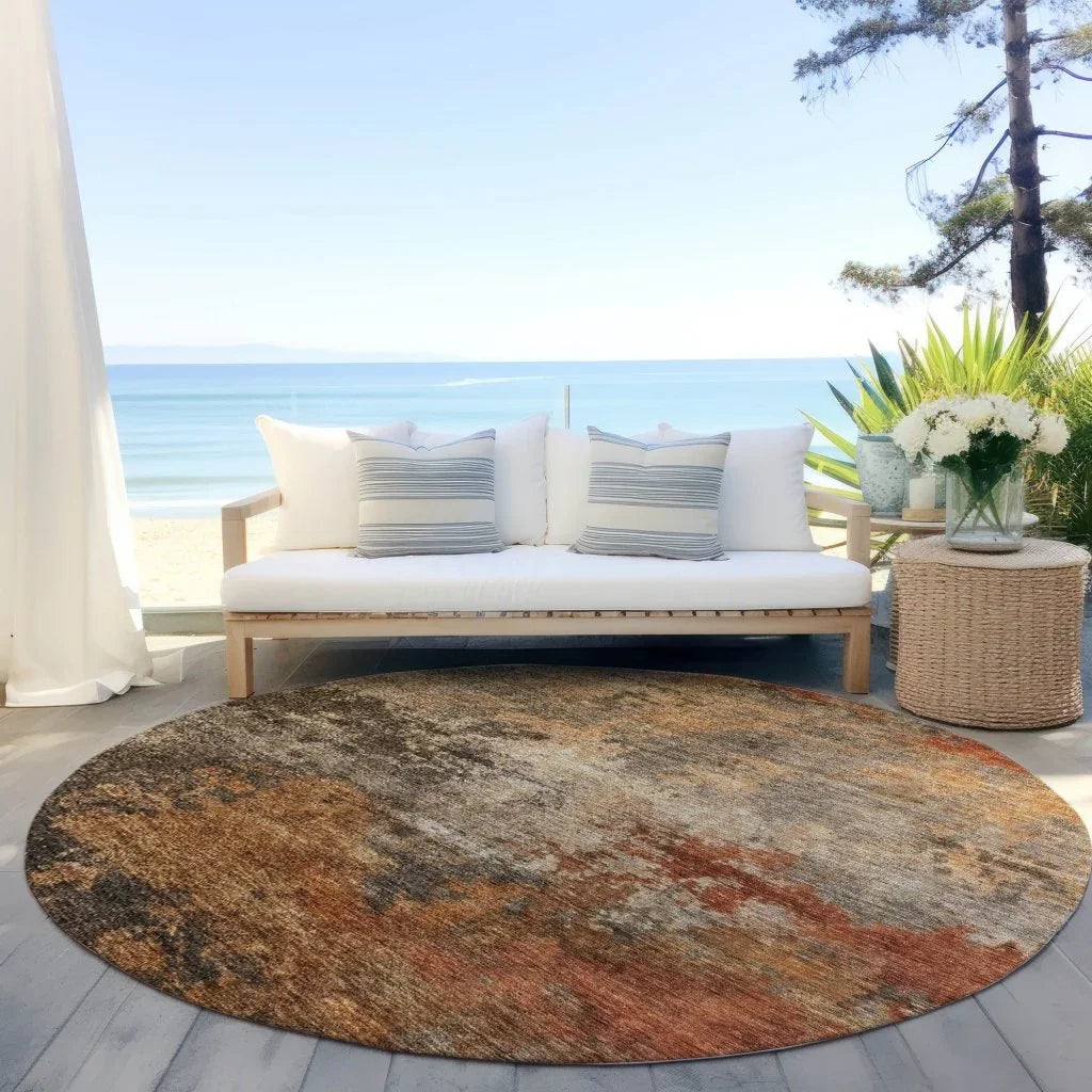 LOOMLAN Rugs Mahari Brown Washable Indoor-Outdoor Rug