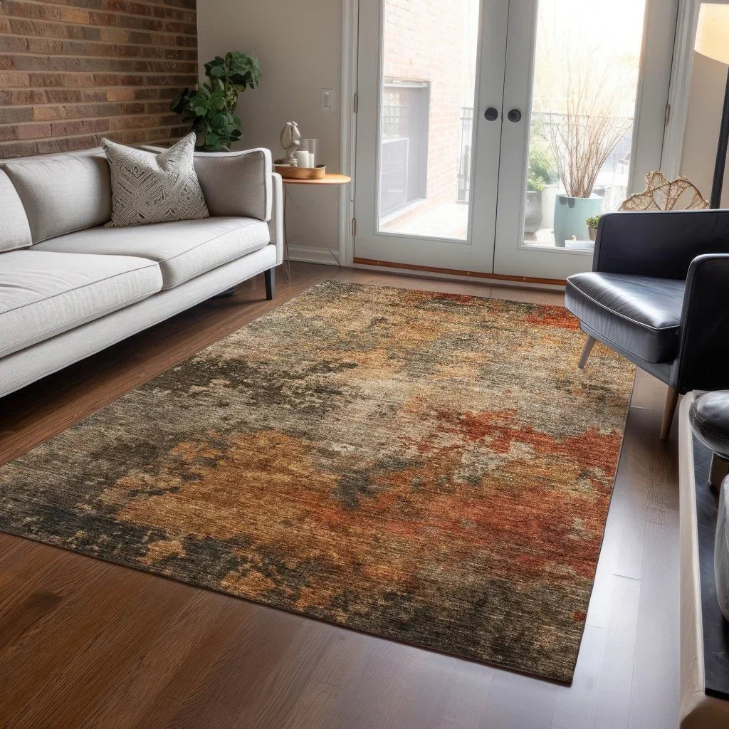 LOOMLAN Rugs Mahari Brown Washable Indoor-Outdoor Rug