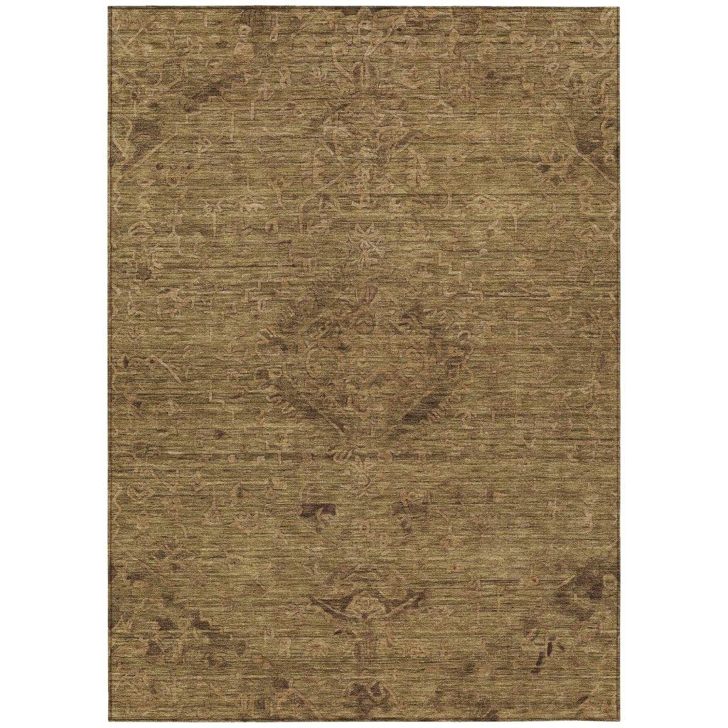 LOOMLAN Rugs Malia Brown Washable Indoor-Outdoor Rug
