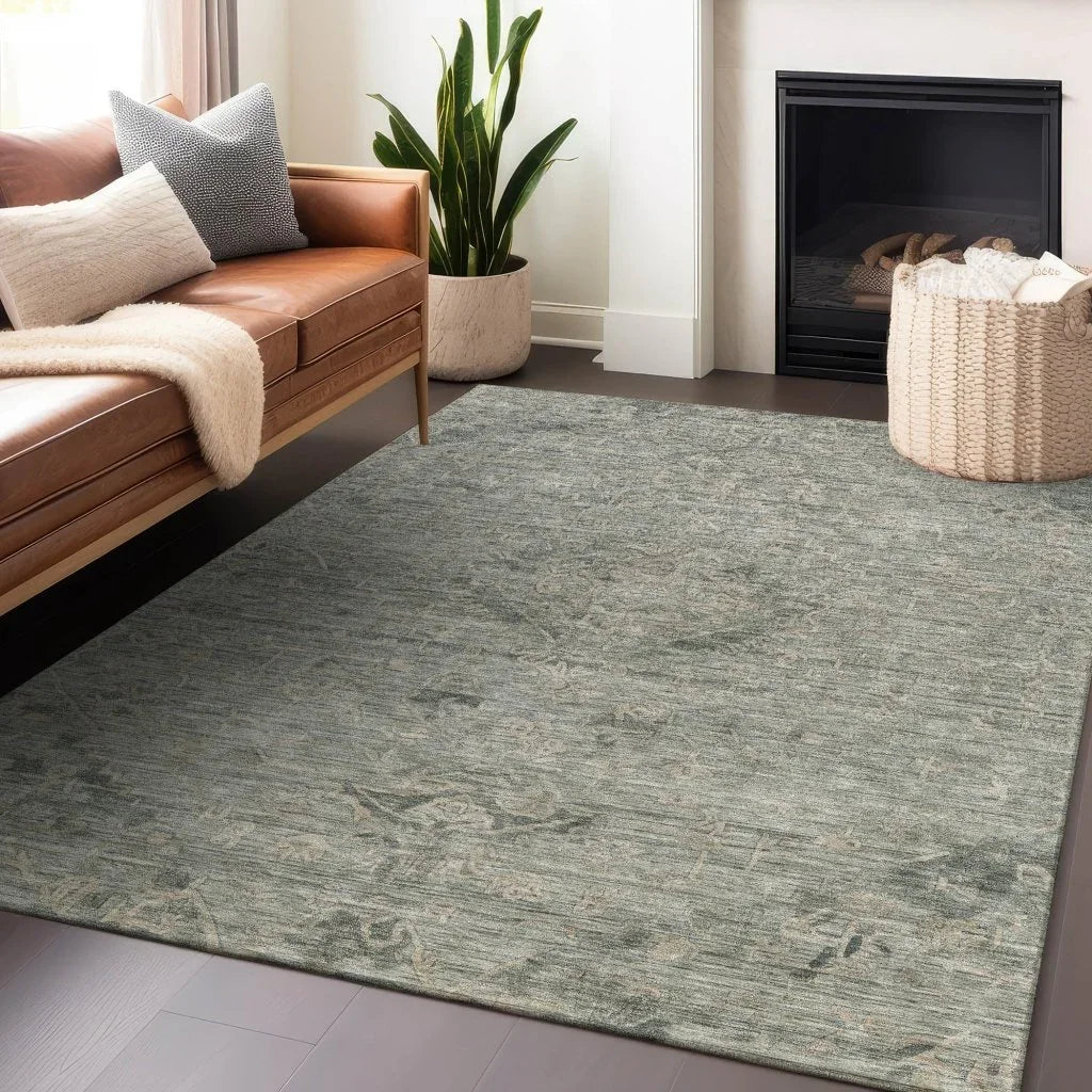 LOOMLAN Rugs Malia Green Washable Indoor-Outdoor Rug