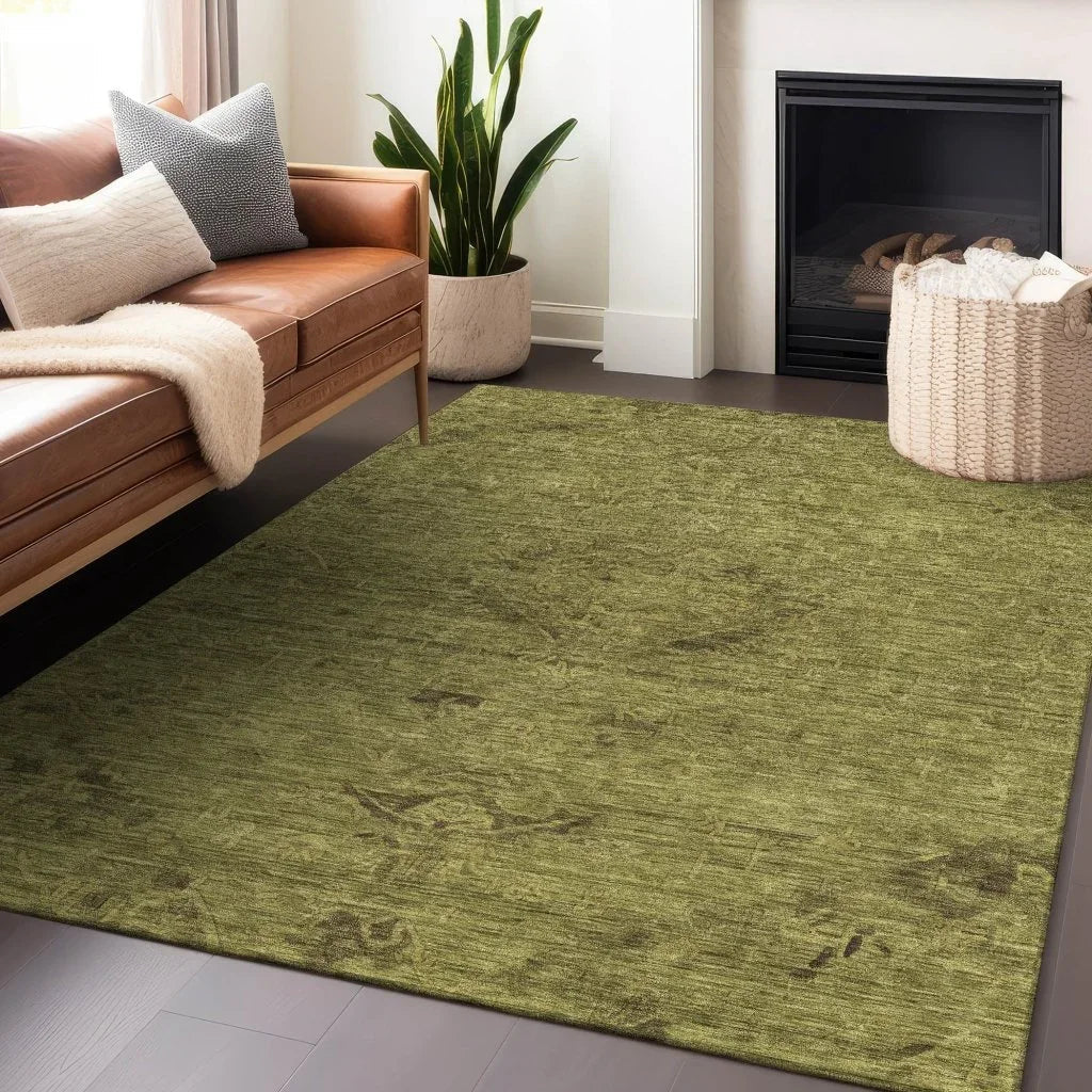 LOOMLAN Rugs Malia Olive Washable Indoor-Outdoor Rug
