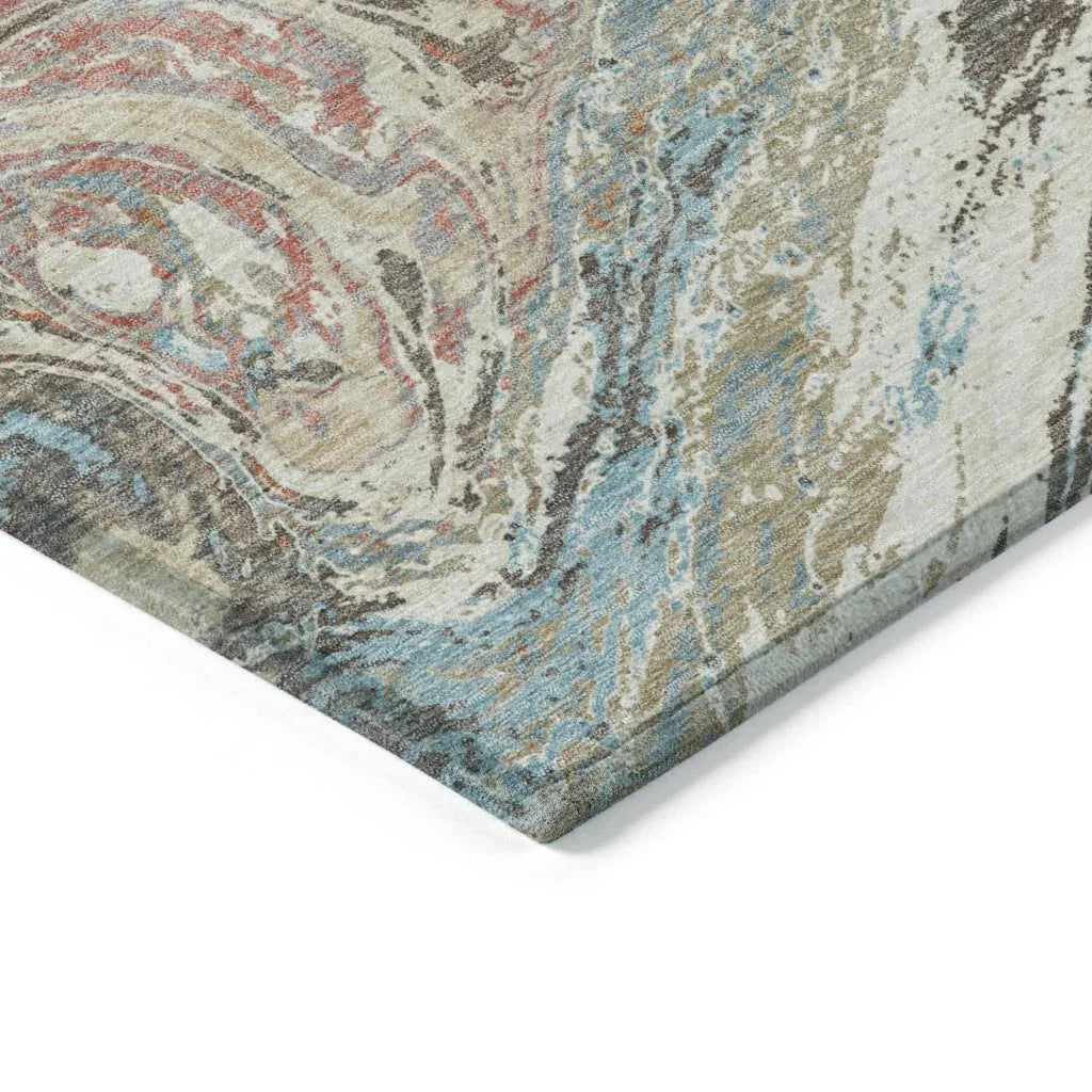 LOOMLAN Rugs Malika Beige Washable Indoor-Outdoor Rug