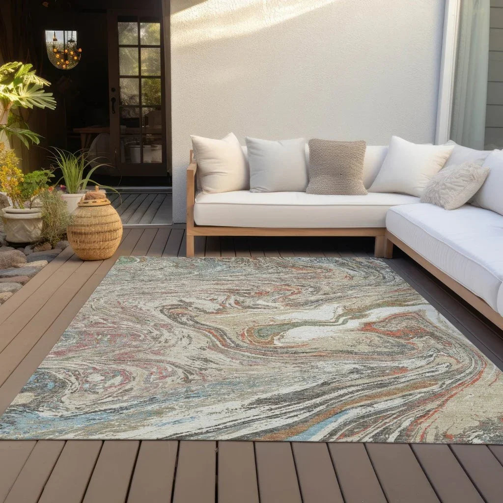 LOOMLAN Rugs Malika Beige Washable Indoor-Outdoor Rug