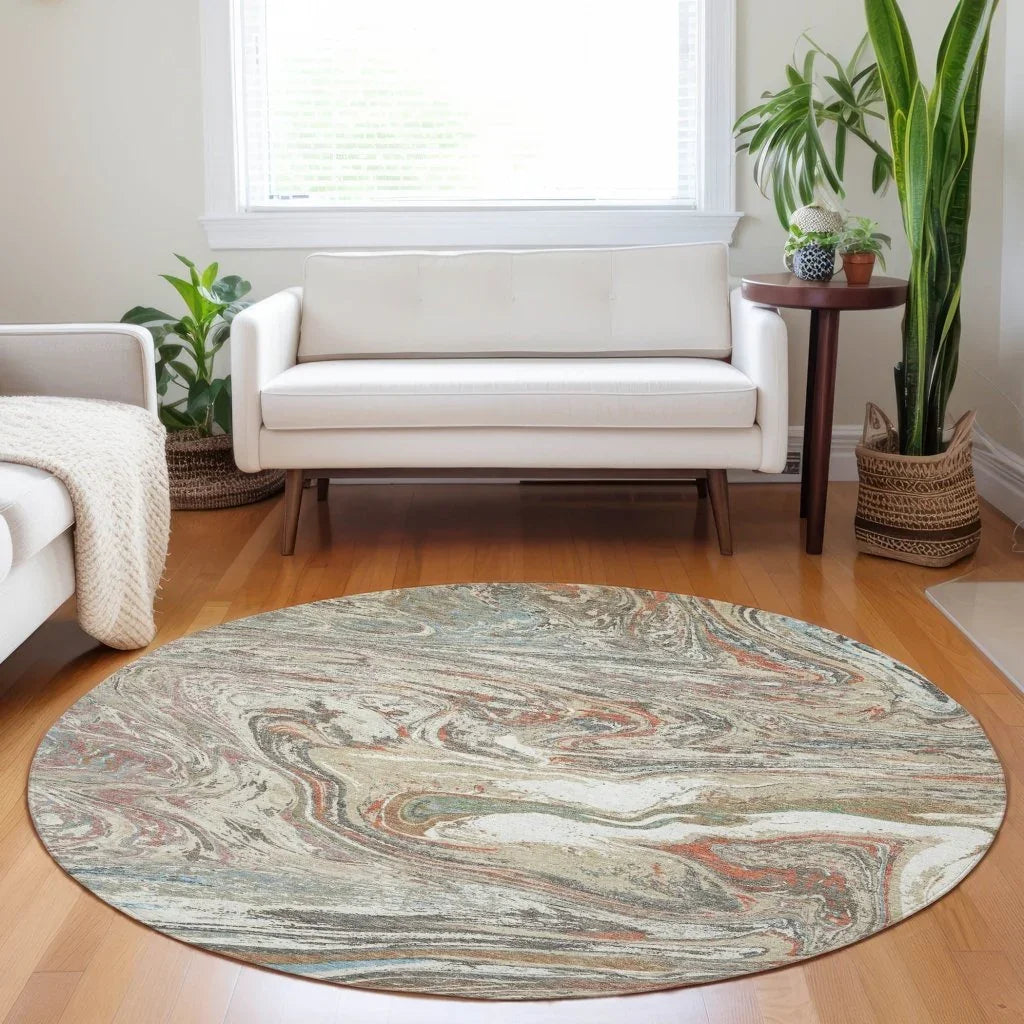 LOOMLAN Rugs Malika Beige Washable Indoor-Outdoor Rug