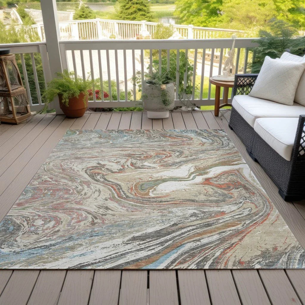 LOOMLAN Rugs Malika Beige Washable Indoor-Outdoor Rug