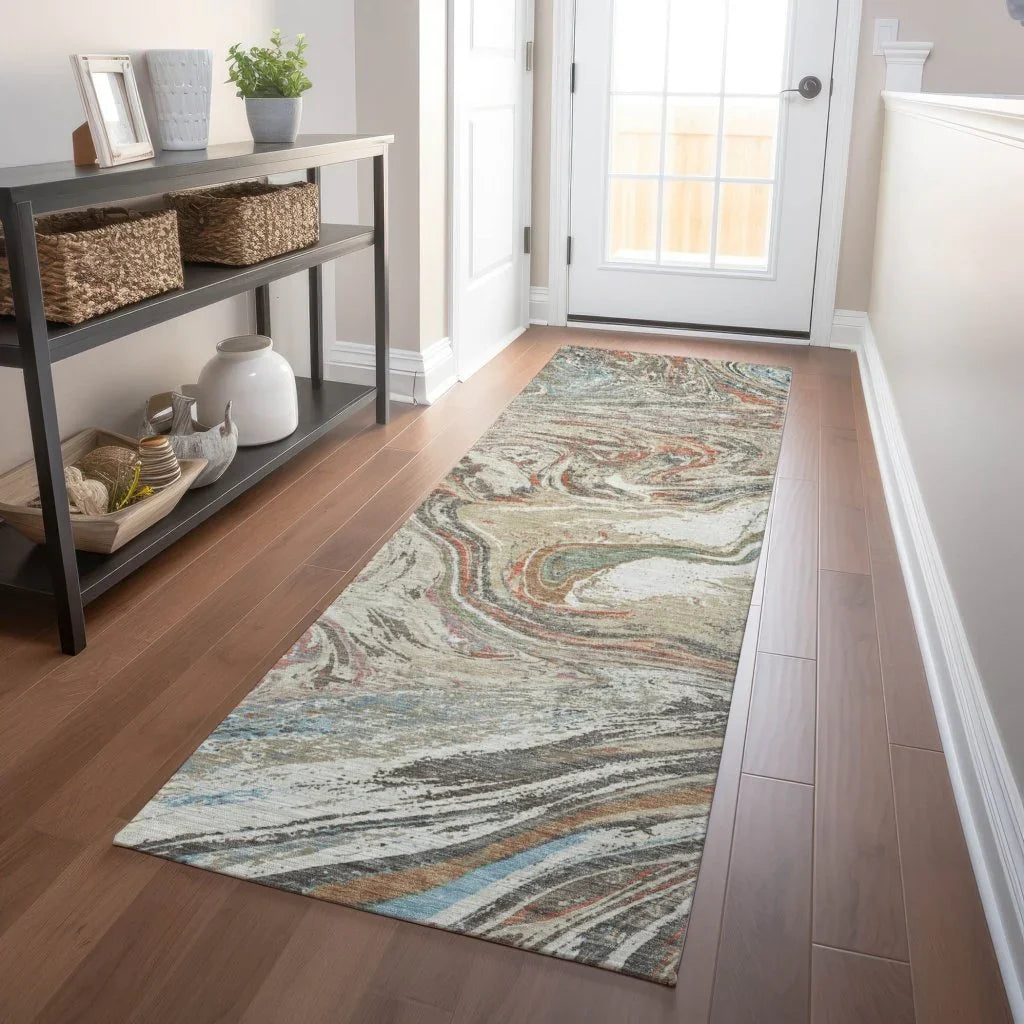 LOOMLAN Rugs Malika Beige Washable Indoor-Outdoor Rug
