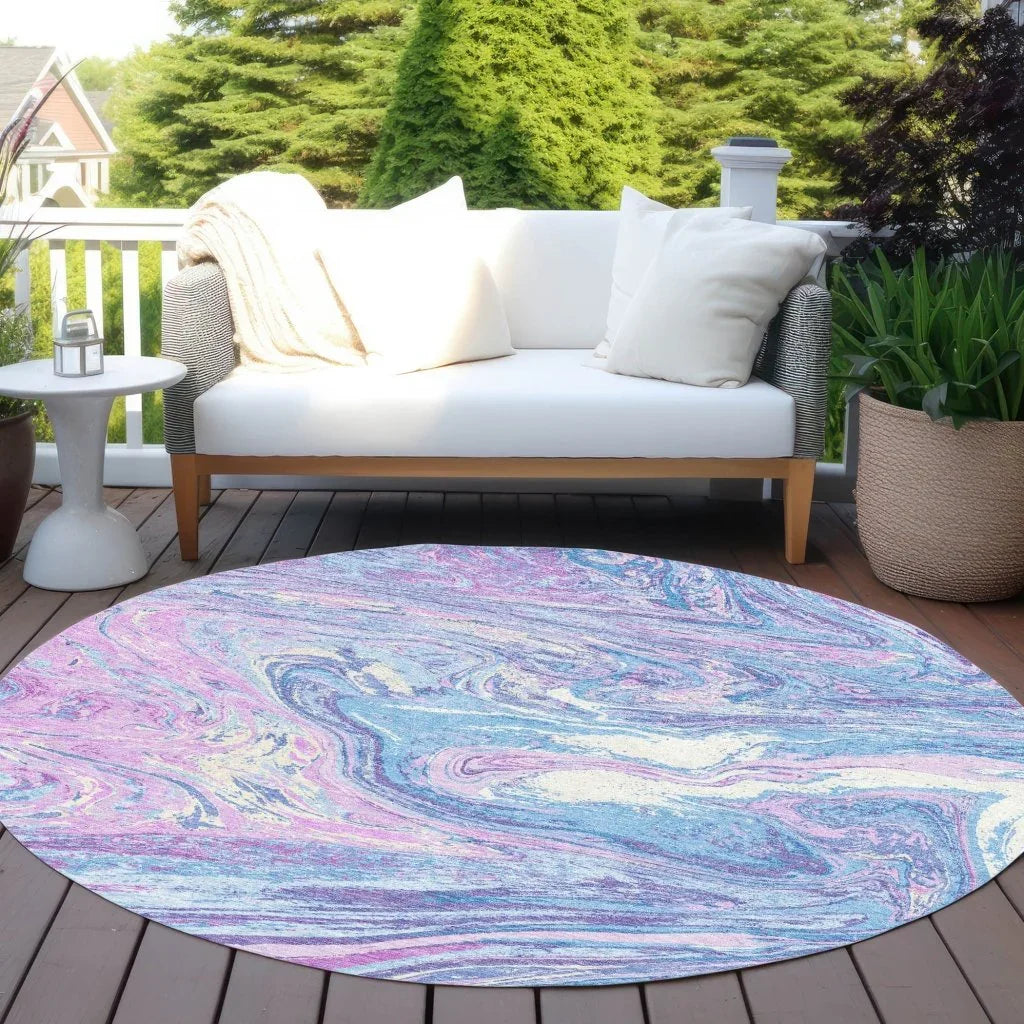 LOOMLAN Rugs Malika Blue Washable Indoor-Outdoor Rug