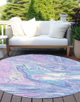 LOOMLAN Rugs Malika Blue Washable Indoor-Outdoor Rug