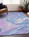 LOOMLAN Rugs Malika Blue Washable Indoor-Outdoor Rug