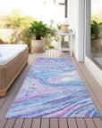 LOOMLAN Rugs Malika Blue Washable Indoor-Outdoor Rug