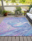 LOOMLAN Rugs Malika Blue Washable Indoor-Outdoor Rug