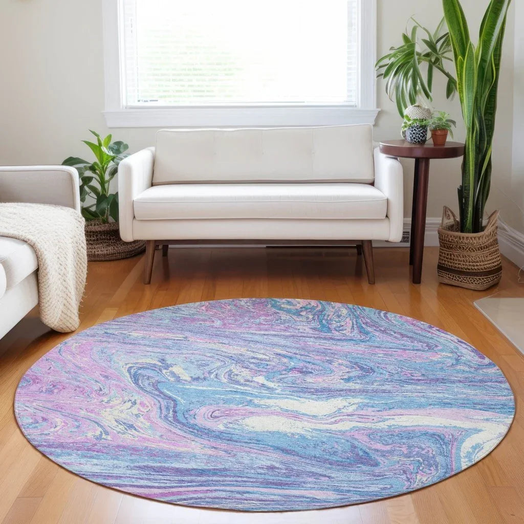 LOOMLAN Rugs Malika Blue Washable Indoor-Outdoor Rug