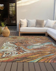LOOMLAN Rugs Malika Brown Washable Indoor-Outdoor Rug