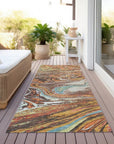 LOOMLAN Rugs Malika Brown Washable Indoor-Outdoor Rug