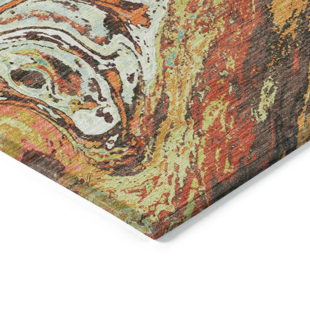 LOOMLAN Rugs Malika Brown Washable Indoor-Outdoor Rug