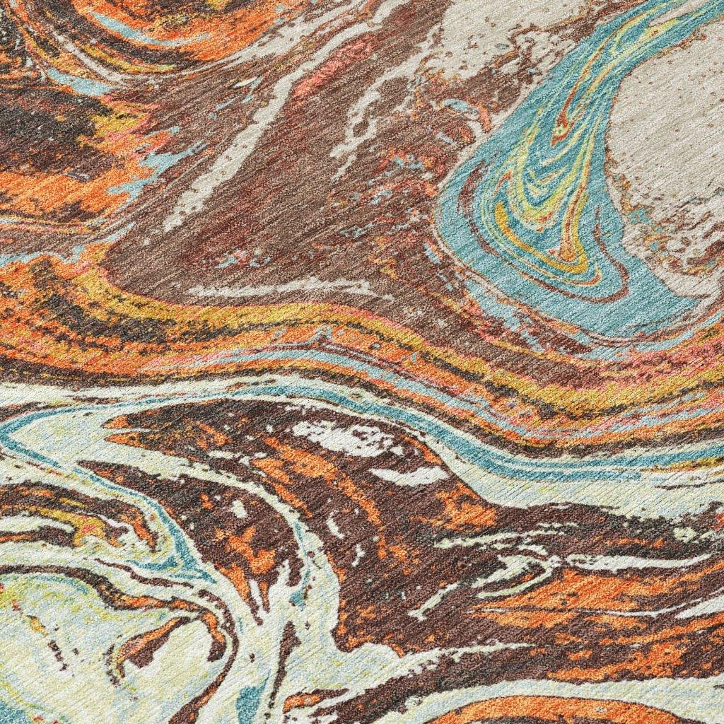 LOOMLAN Rugs Malika Brown Washable Indoor-Outdoor Rug