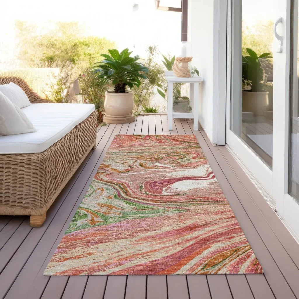 LOOMLAN Rugs Malika Coral Washable Indoor-Outdoor Rug