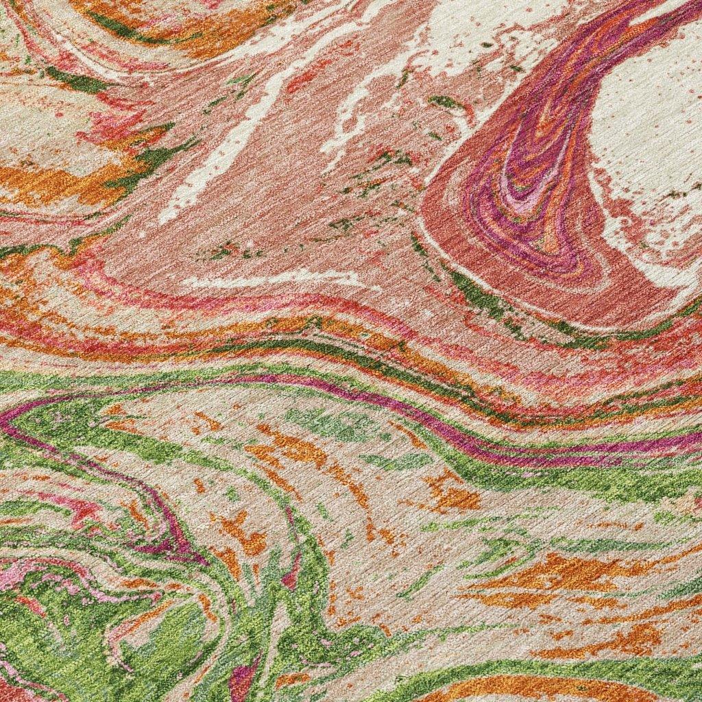 LOOMLAN Rugs Malika Coral Washable Indoor-Outdoor Rug