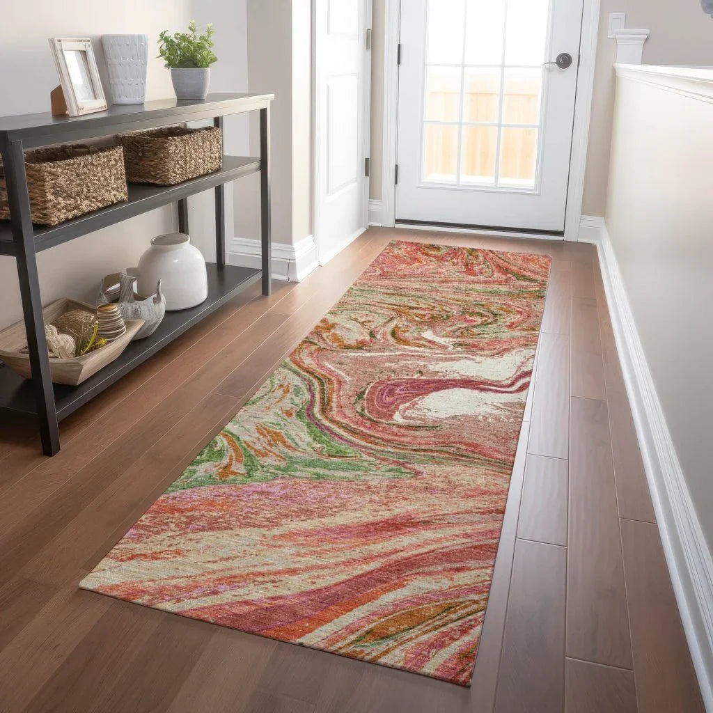 LOOMLAN Rugs Malika Coral Washable Indoor-Outdoor Rug