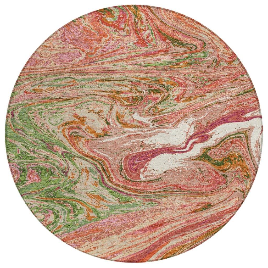 LOOMLAN Rugs Malika Coral Washable Indoor-Outdoor Rug