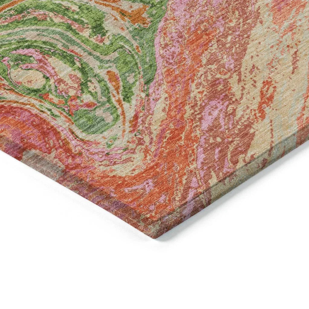 LOOMLAN Rugs Malika Coral Washable Indoor-Outdoor Rug