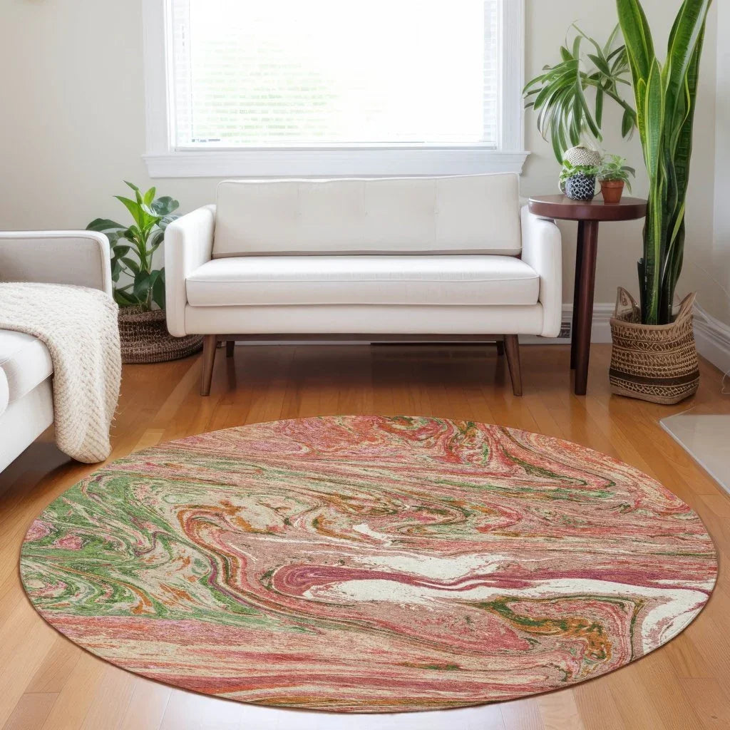 LOOMLAN Rugs Malika Coral Washable Indoor-Outdoor Rug