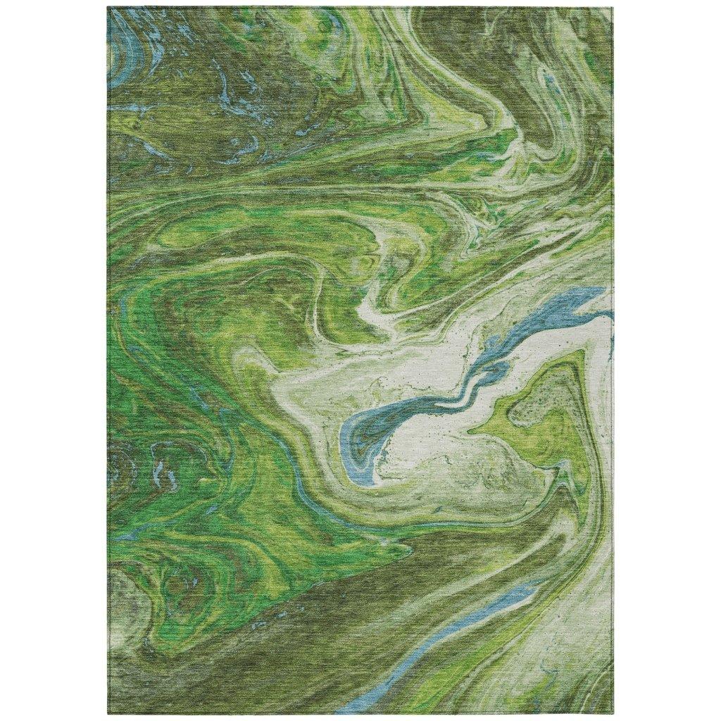 LOOMLAN Rugs Malika Green Washable Indoor-Outdoor Rug
