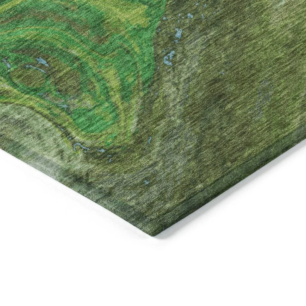 LOOMLAN Rugs Malika Green Washable Indoor-Outdoor Rug