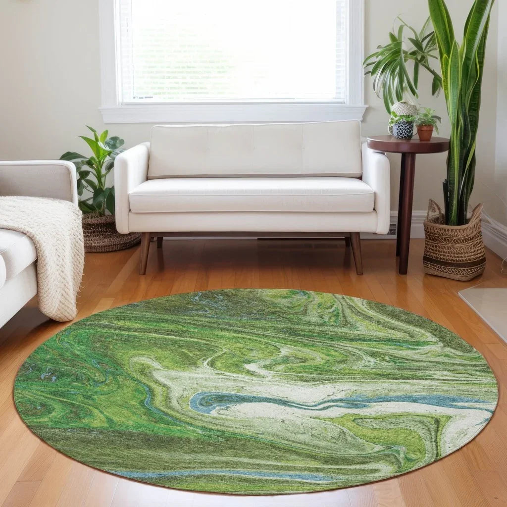 LOOMLAN Rugs Malika Green Washable Indoor-Outdoor Rug