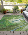 LOOMLAN Rugs Malika Green Washable Indoor-Outdoor Rug