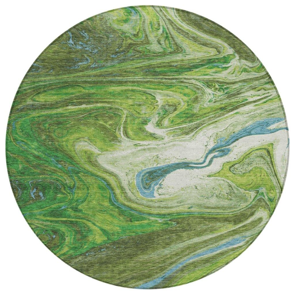 LOOMLAN Rugs Malika Green Washable Indoor-Outdoor Rug