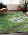 LOOMLAN Rugs Malika Green Washable Indoor-Outdoor Rug