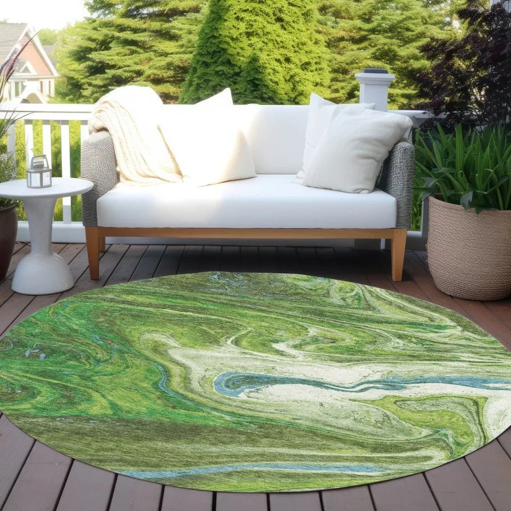LOOMLAN Rugs Malika Green Washable Indoor-Outdoor Rug
