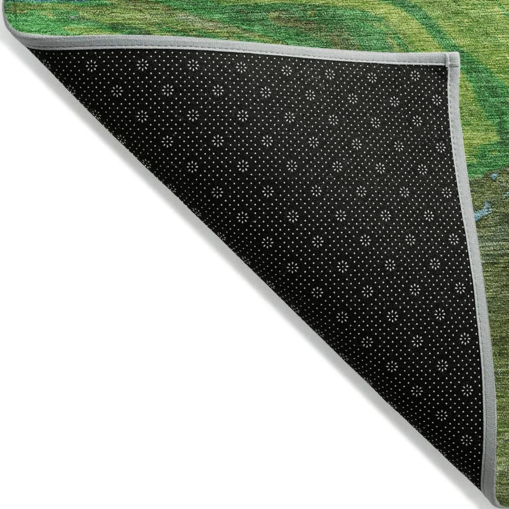 LOOMLAN Rugs Malika Green Washable Indoor-Outdoor Rug