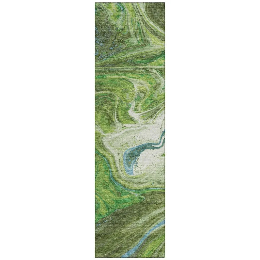 LOOMLAN Rugs Malika Green Washable Indoor-Outdoor Rug