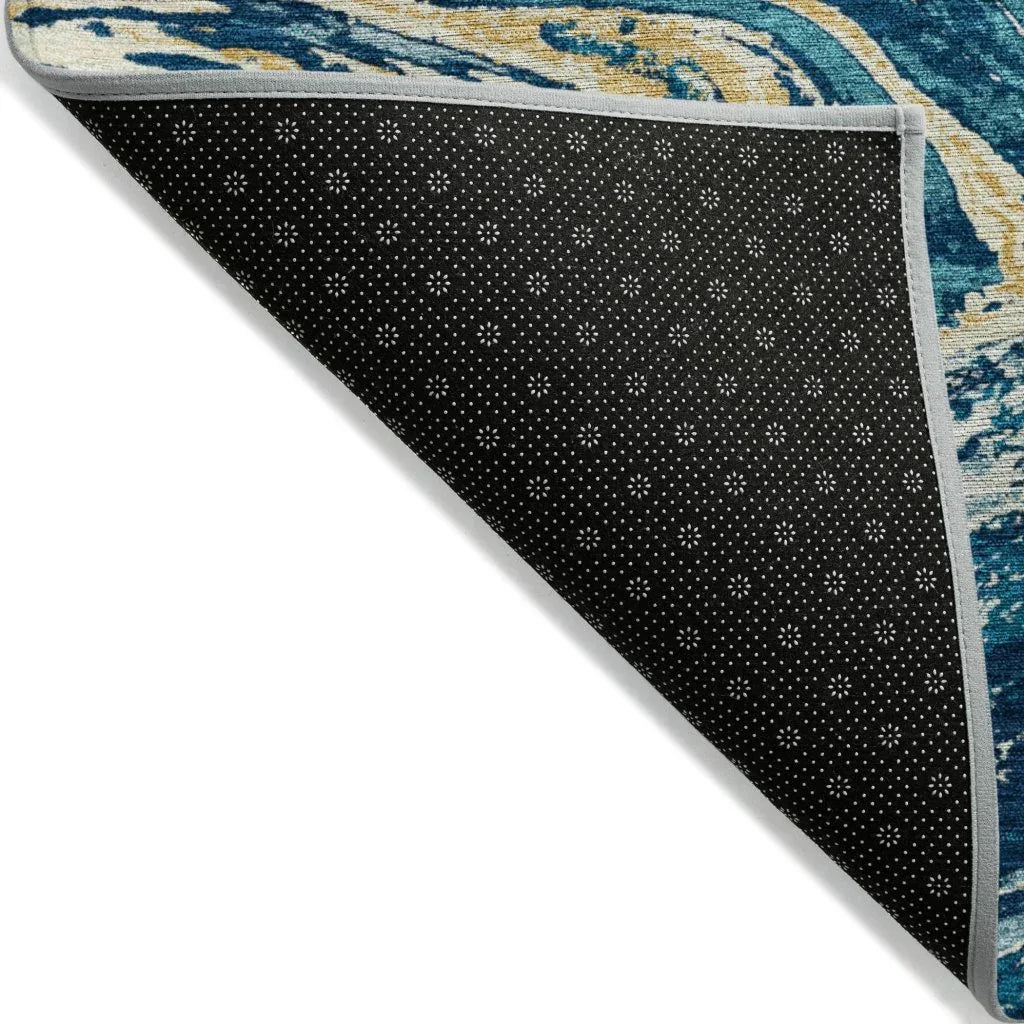 LOOMLAN Rugs Malika Navy Washable Indoor-Outdoor Rug