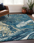 LOOMLAN Rugs Malika Navy Washable Indoor-Outdoor Rug