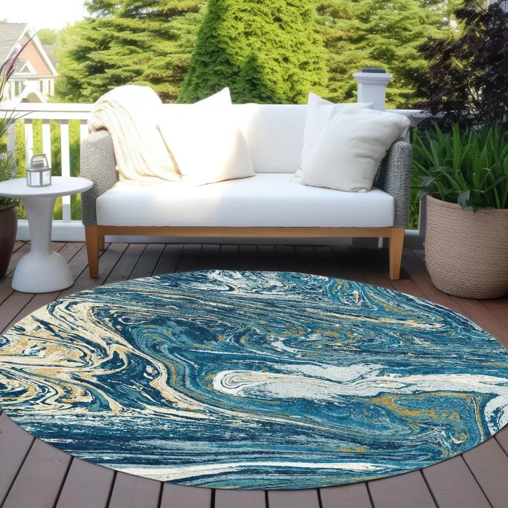 LOOMLAN Rugs Malika Navy Washable Indoor-Outdoor Rug