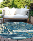 LOOMLAN Rugs Malika Navy Washable Indoor-Outdoor Rug